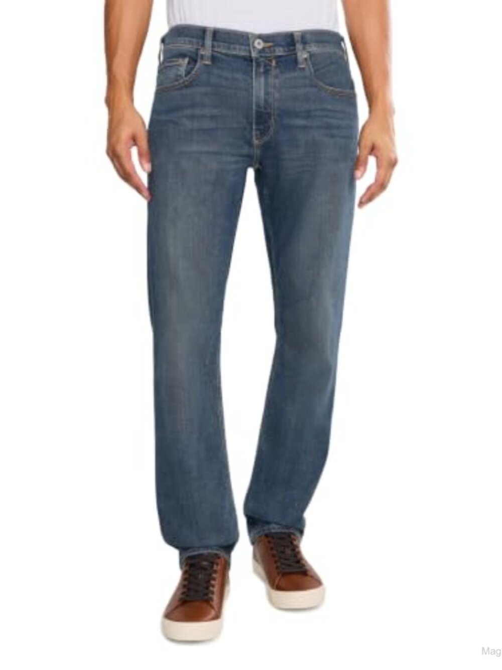 Slim Straight Fit Mid Rise Tapered Leg Jeans 32 Inseam Cotton Blend